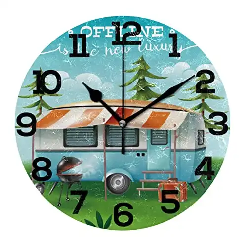 Camper Van Round Wall Clock